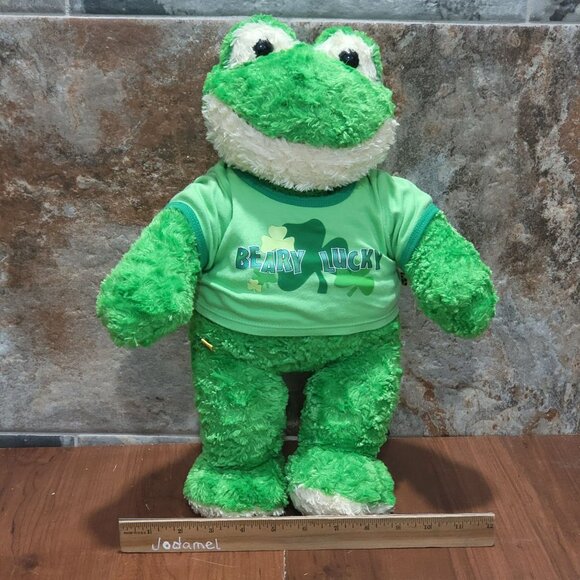 Build A Bear Workshop Green Frog Plush Beary Lucky Outfit Stuffed Animal - Picture 8 of 12